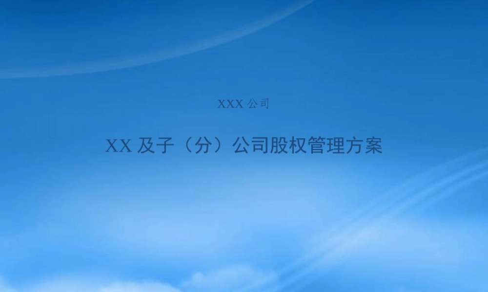 某公司及其分公司股权管理方案
