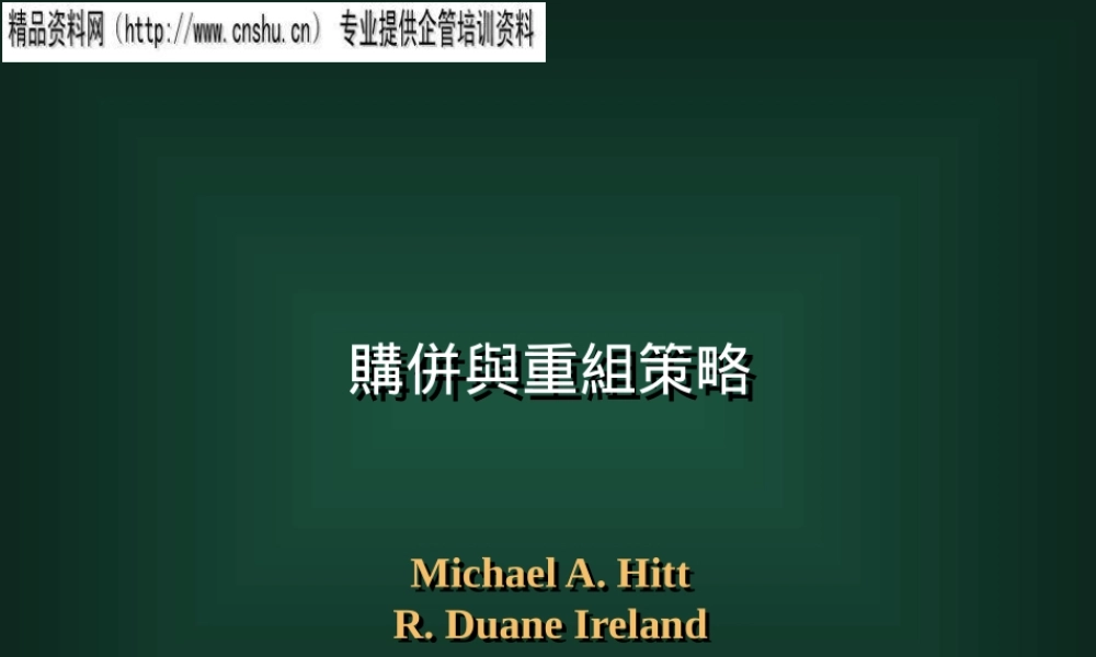 服装行业购并与重组策略培训资料