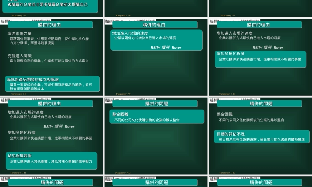 服装行业购并与重组策略培训资料