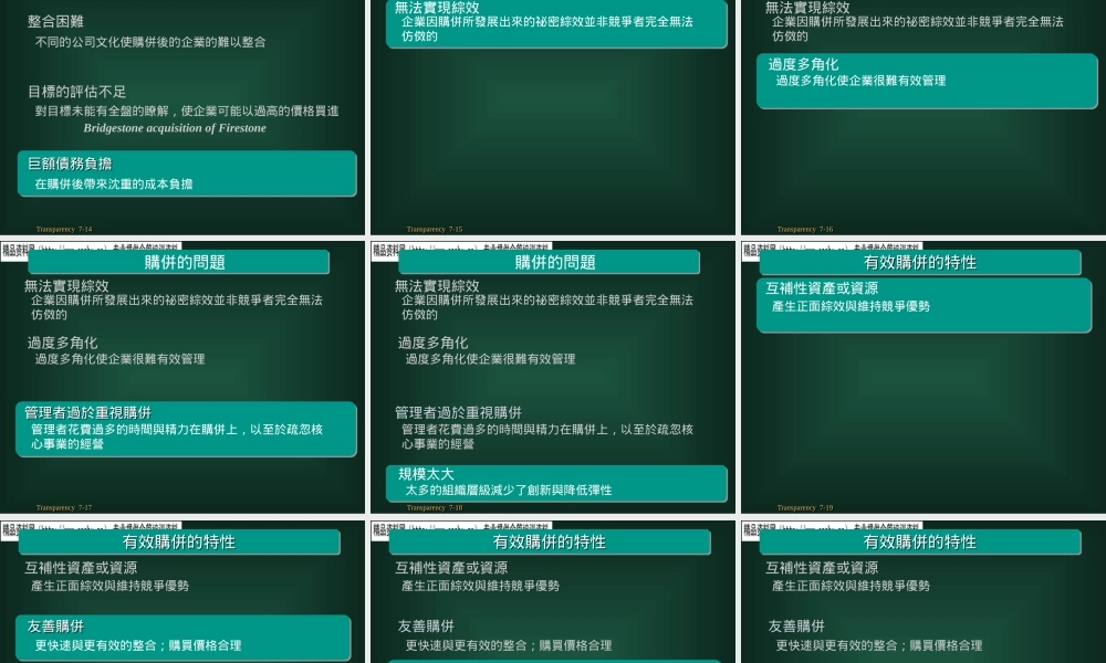 服装行业购并与重组策略培训资料