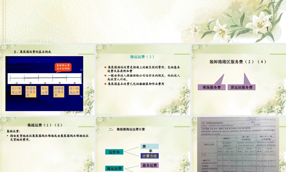 某公司集装箱班轮运费项目管理知识计算