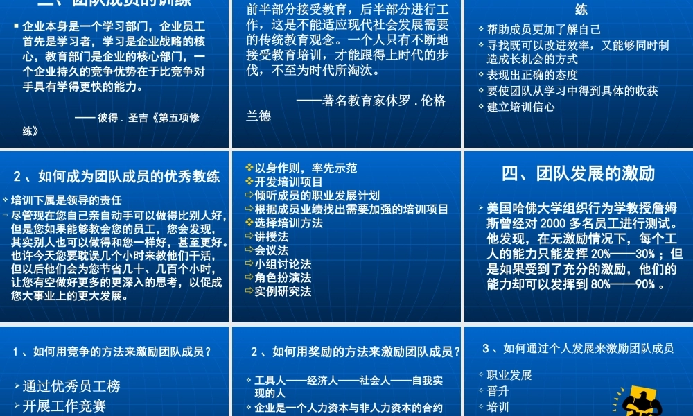如何创建一支优秀的团队(PPT 页)