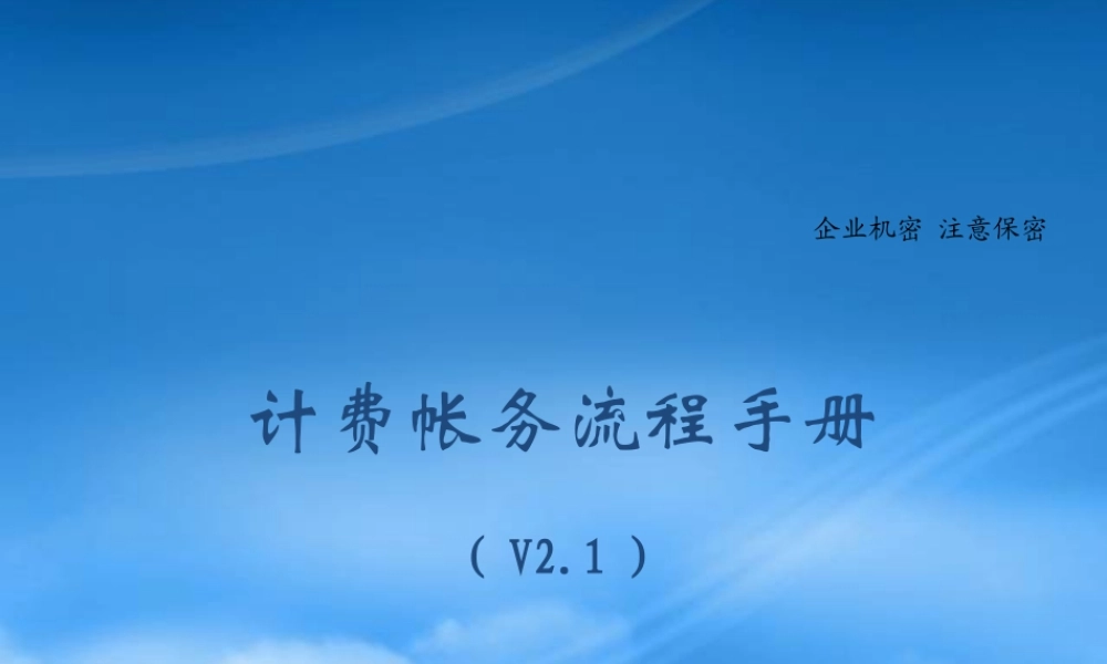某公司计费帐务流程手册
