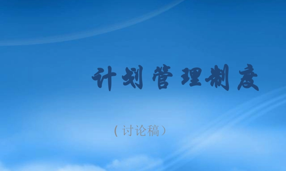 某公司计划管理办法