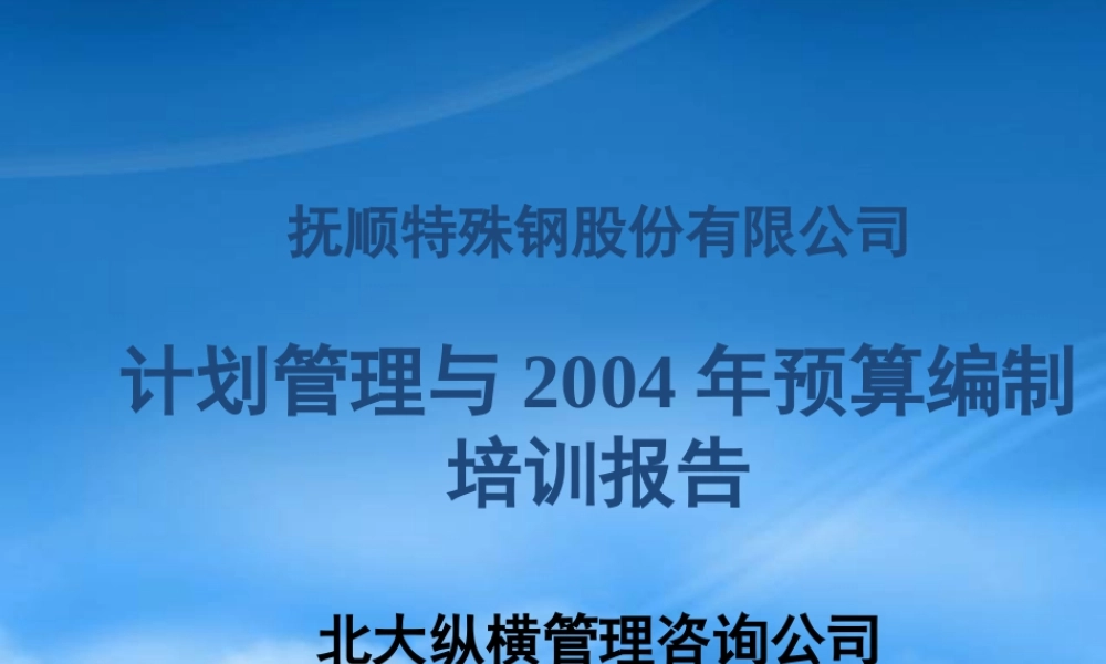某公司计划管理与某某年预算编制培训报告