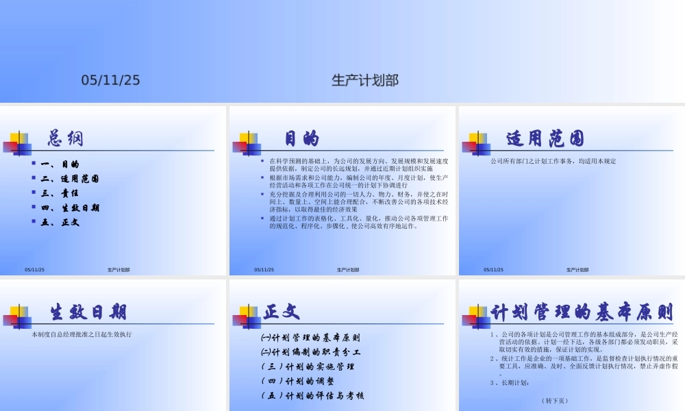 某公司计划管理制度