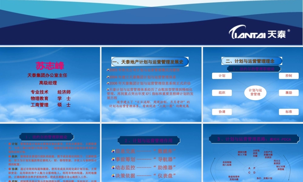天泰地产_房地产计划与运营管理体系_38PPT