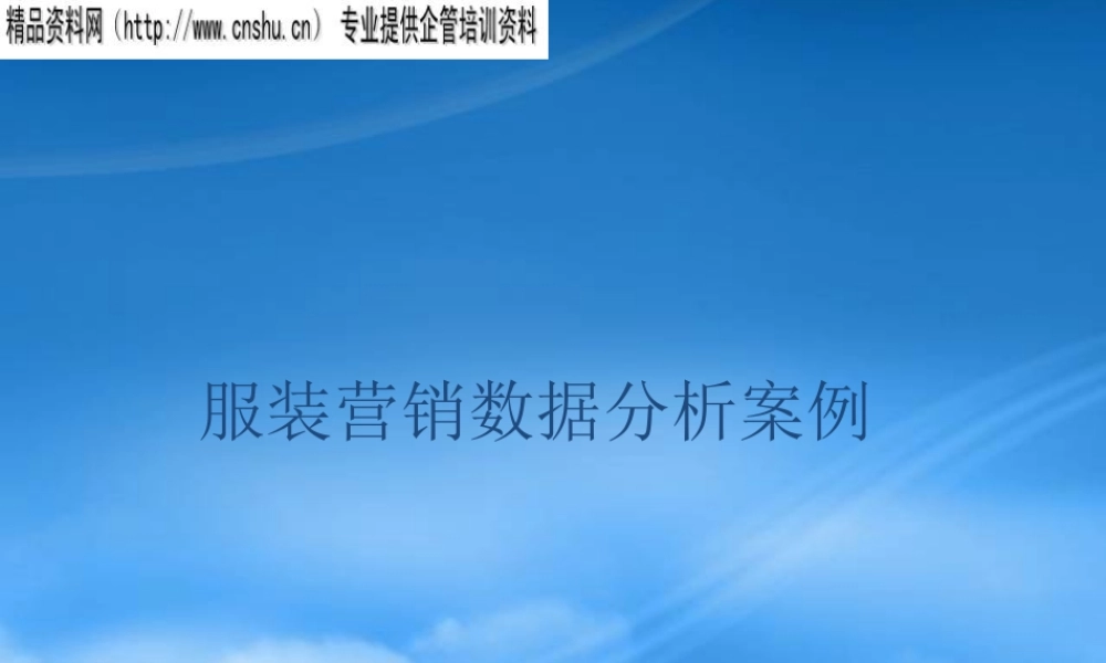 服装行业营销数据分析案例