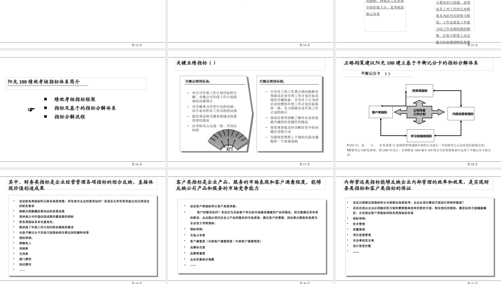 某公司绩效管理理念与考核指标提取技能培训教材