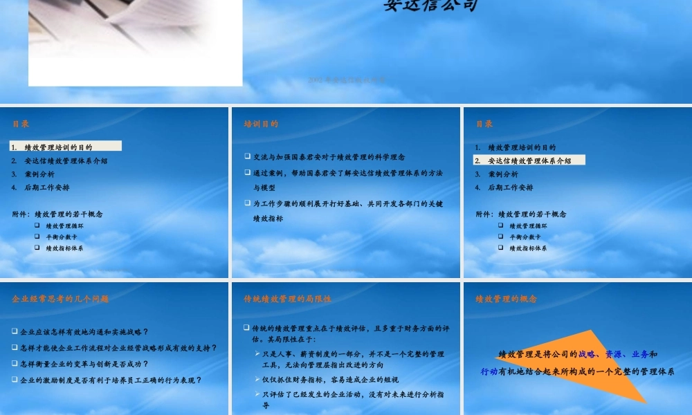 某公司绩效管理体系培训