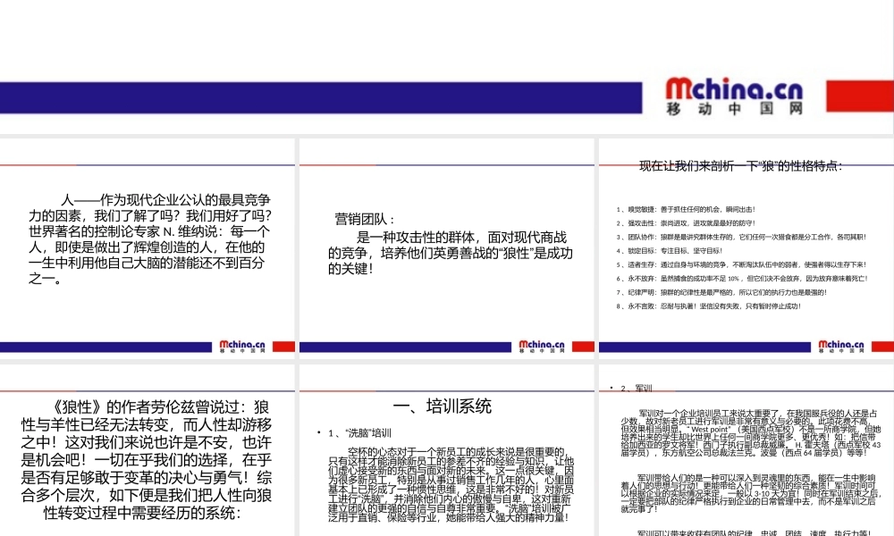如何打造“狼”的团队---移动中国网