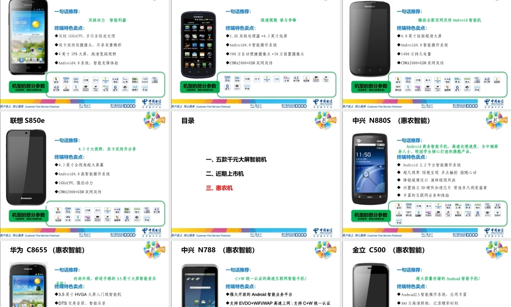天翼终端热销产品介绍