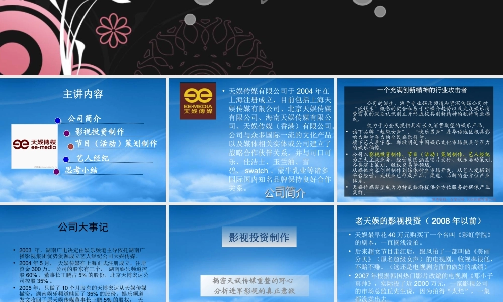 天娱传媒事业运营介绍