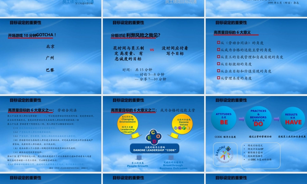 某公司绩效目标设定教材