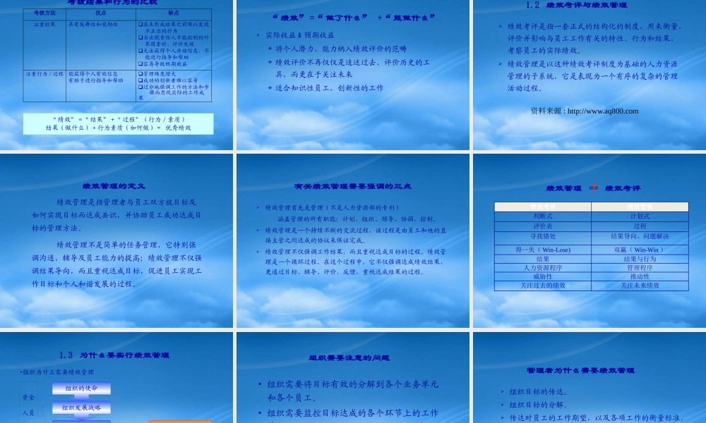 某公司绩效与绩效管理概述