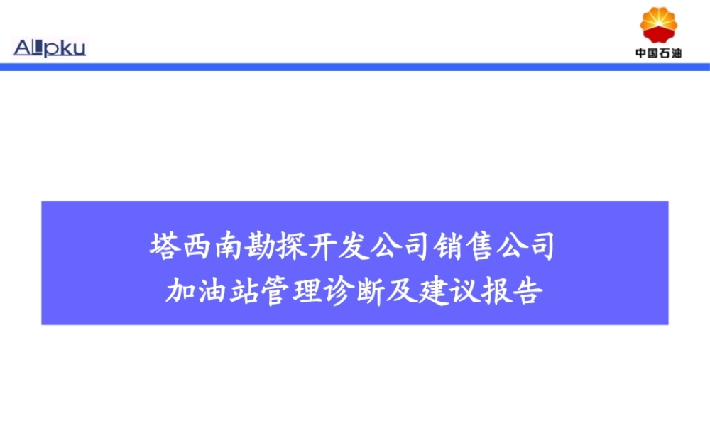 某公司加油站管理诊断及建议报告