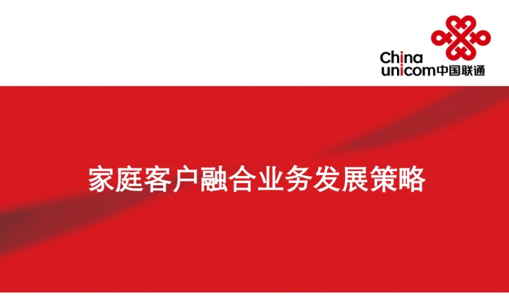 某公司家庭客户融合业务发展策略课件