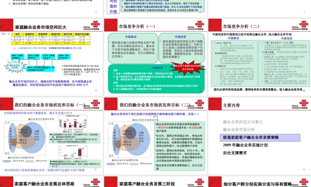 某公司家庭客户融合业务发展策略课件