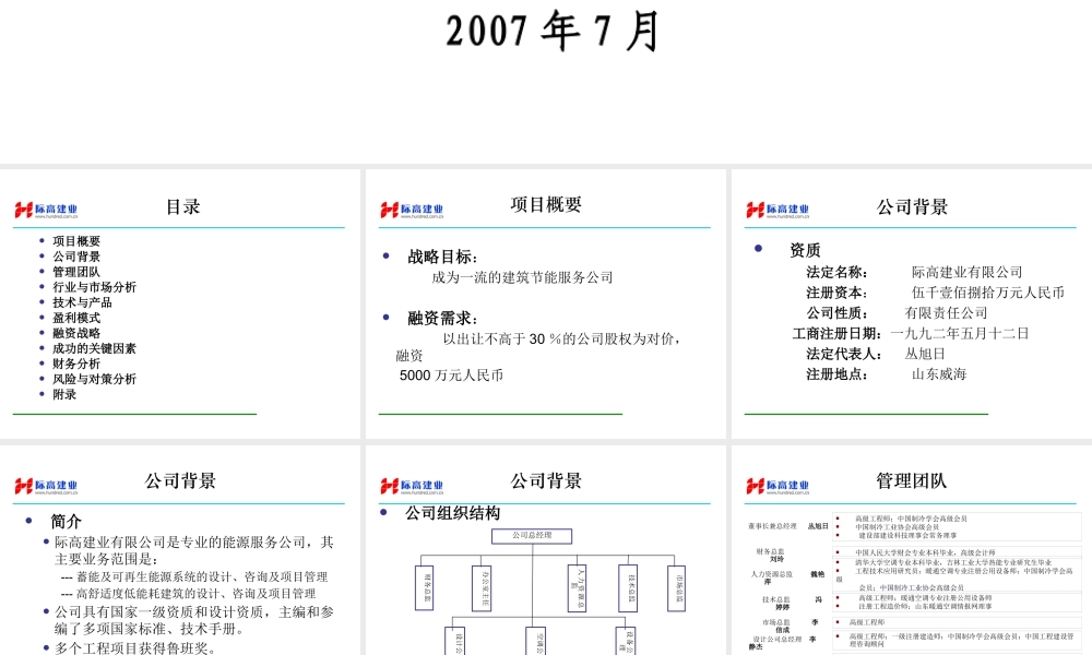 某公司节能项目商业计划书范本