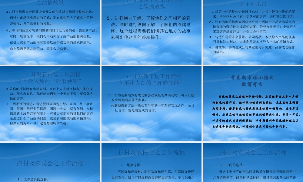 某公司进入市场工作流程及工作内容