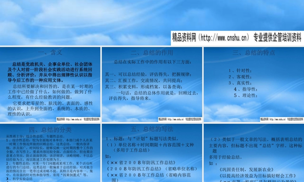 某公司经典管理知识规划总结