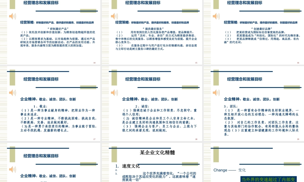 某公司经营管理理念和发展战略