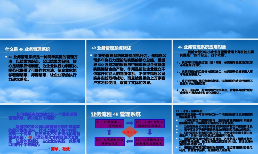 某公司经营计划业务流程4R管理模式概述