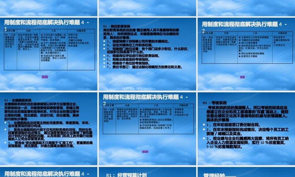 某公司经营计划业务流程4R管理模式概述