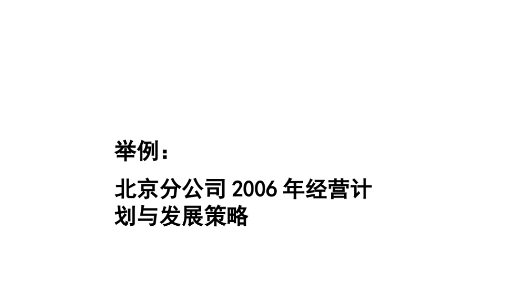 某公司经营计划与发展策略教材