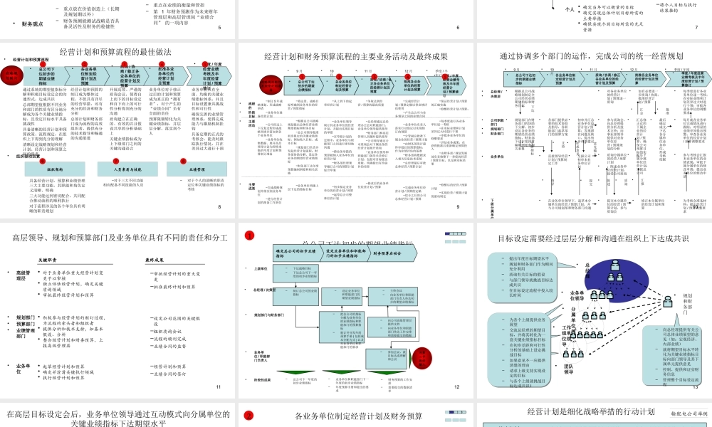某公司经营计划预算管理流程最佳做法及诊断