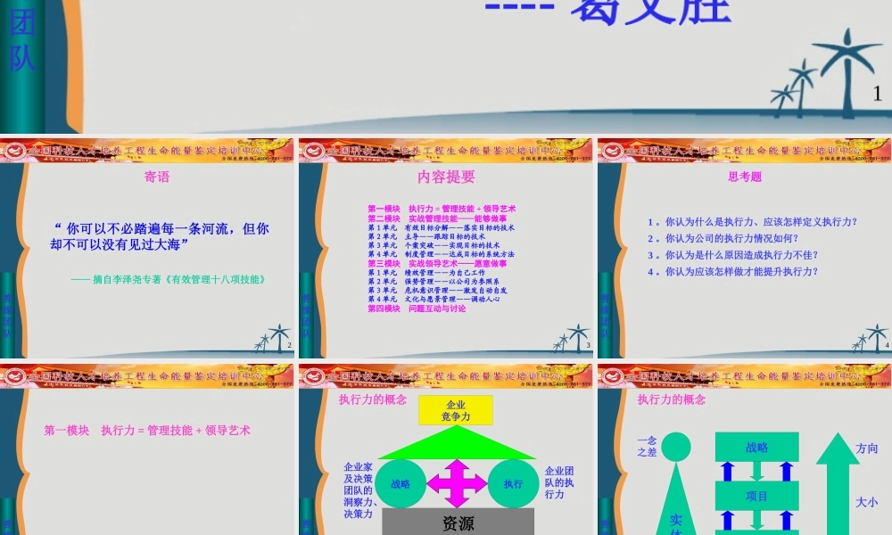 如何打造金牌团队执行力(PPT 101页)