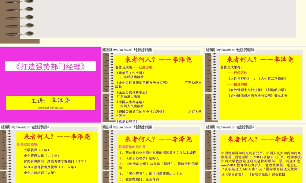 如何打造强势部门经理(ppt 251页)