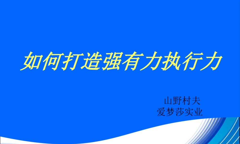 如何打造强有力执行力培训(山野村夫)