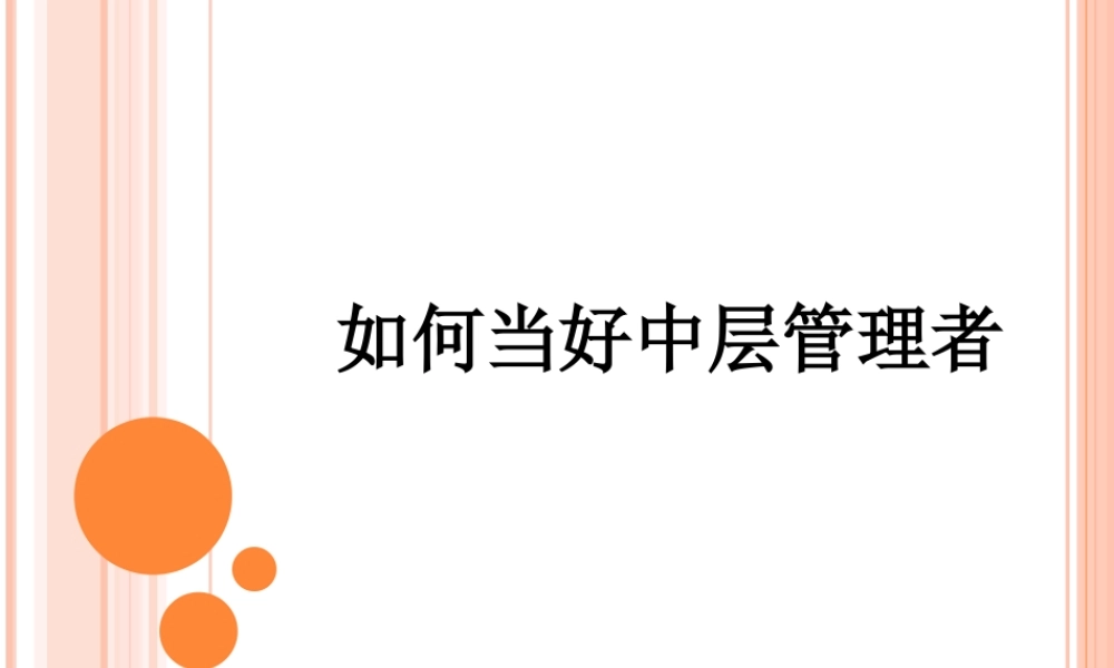 如何当好中层管理者(PPT45页)