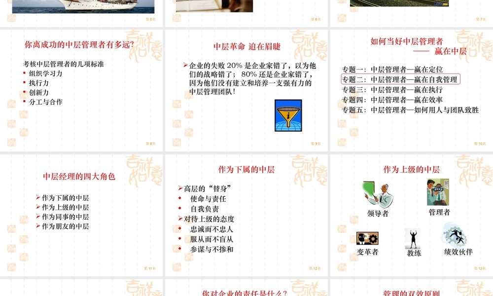 如何当好中层管理者(赢在中层经典讲义)