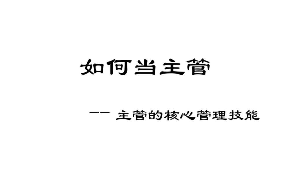 如何当主管-主管的核心管理技能(66
