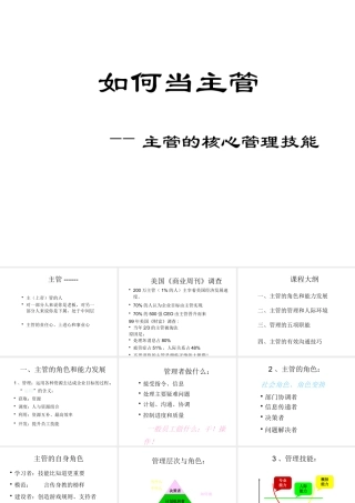 如何当主管——主管的核心管理技能