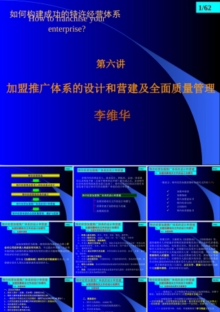 如何构建成功的特许经营体系(ppt 62页)