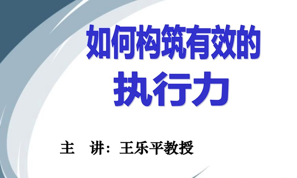 如何构造有效的执行力