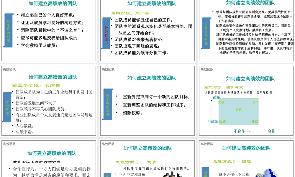 如何建立高绩效的团队（PPT88页）