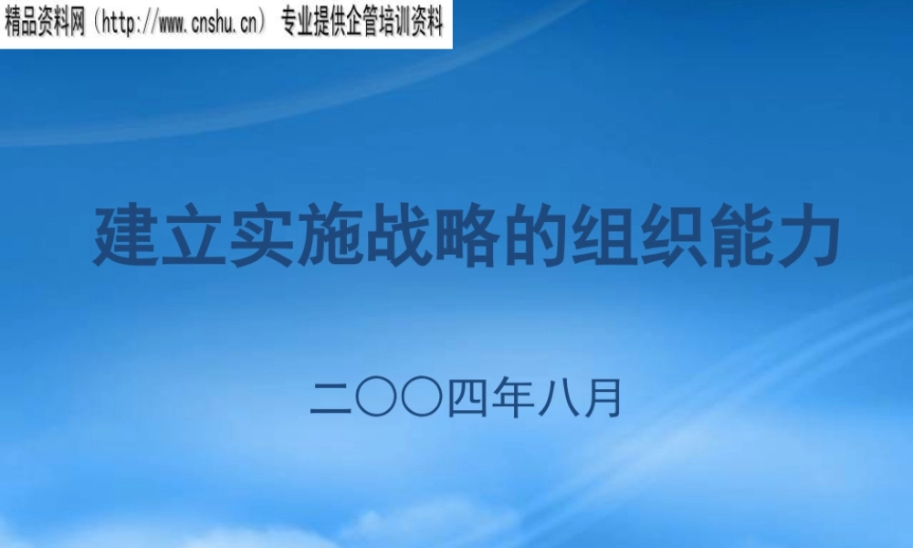 如何建立实施战略的组织能力(ppt 158页)