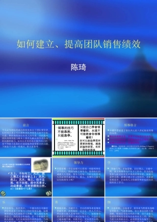 如何建立提高团队销售绩效讲义