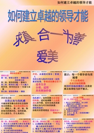 如何建立卓越的领导才能（PPT157页）