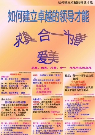如何建立卓越的领导才能课前观念提示(ppt157)