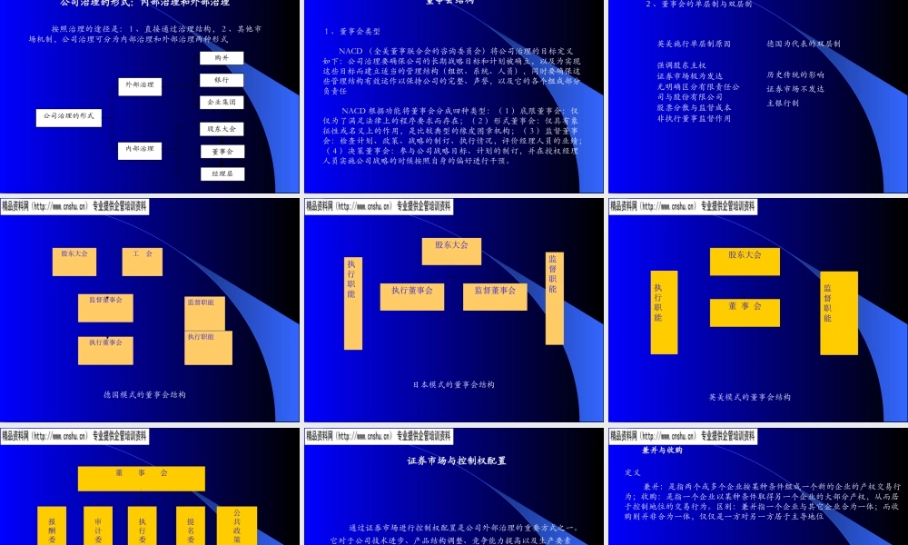 如何进行有效的公司治理（PPT58页）