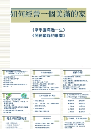 如何经营一个美满的家(1)