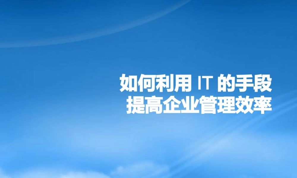 如何利IT的手段提高企业效率