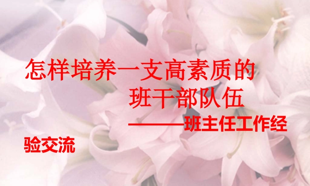 如何培养一支高素质的班干部(PPT44页)