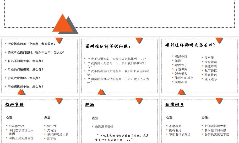 如何巧妙的处理听众的问题