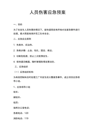 人员伤害应急预案